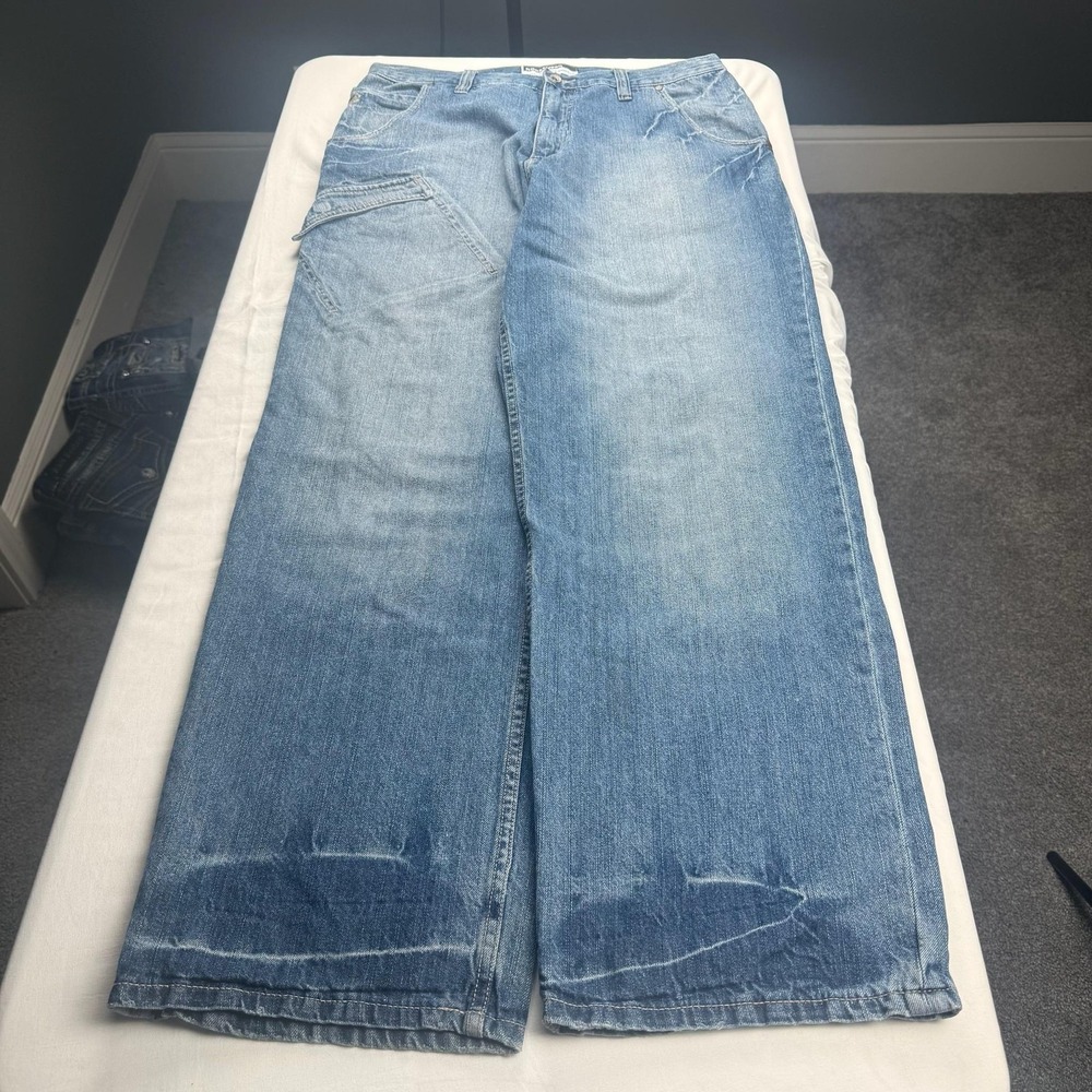 Rocawear Jeans Mens 34x33 Blue Light‎ Wash Relaxed Wide Leg Denim Casual